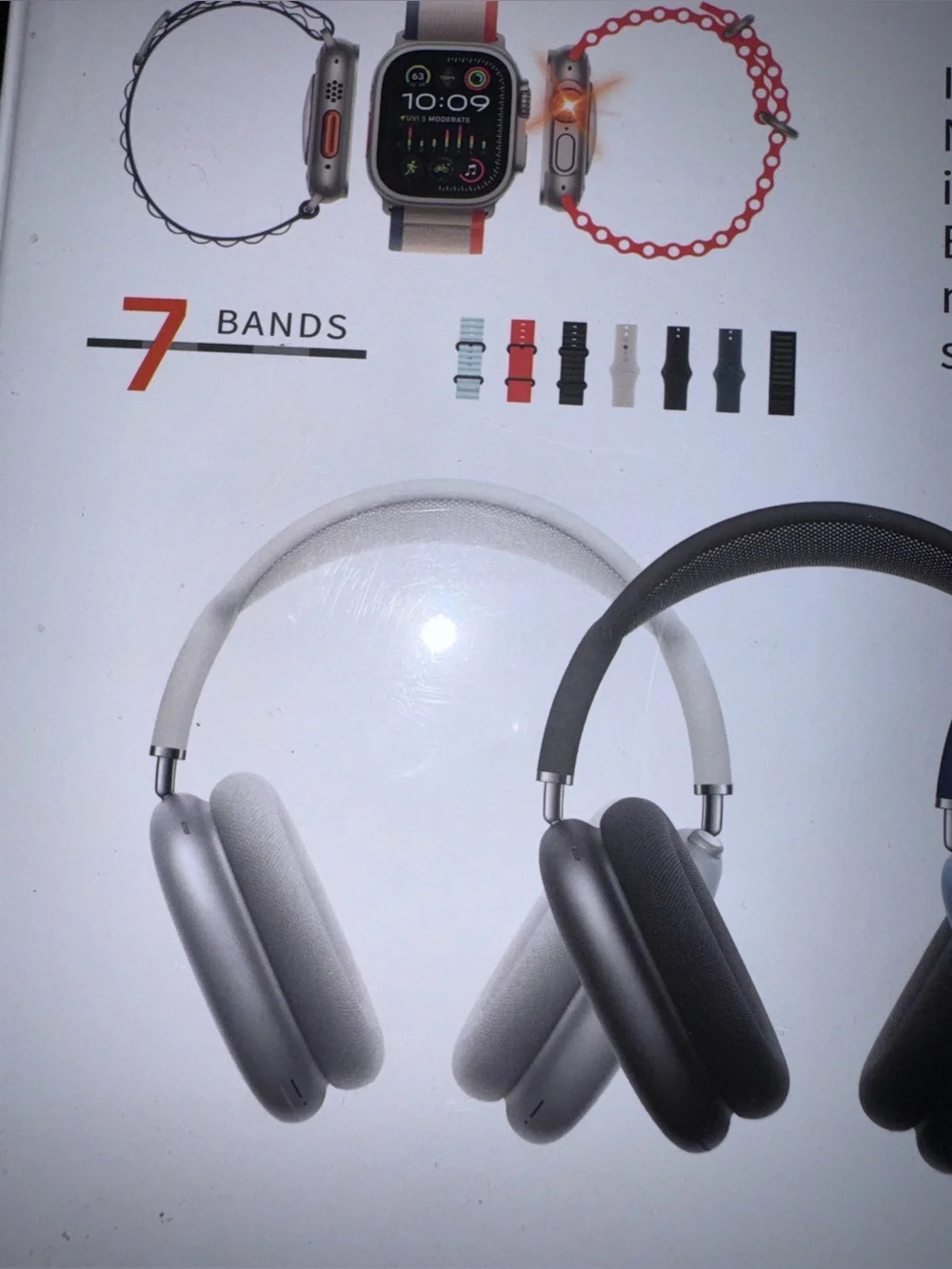 ULTRA 2-1 P9 Wireless Headphones & Smartwatch Bundle in White/Silver, New Sealed